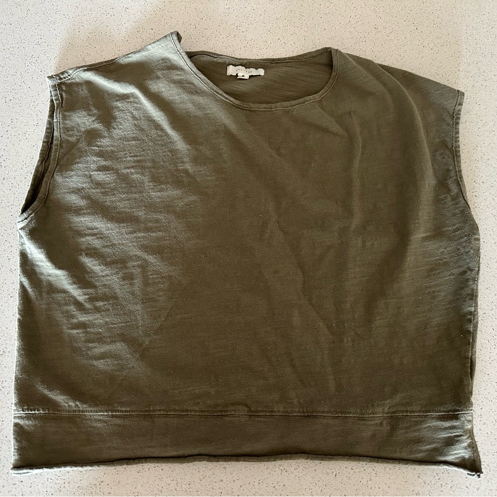 All row sleeveless blouse, medium, green